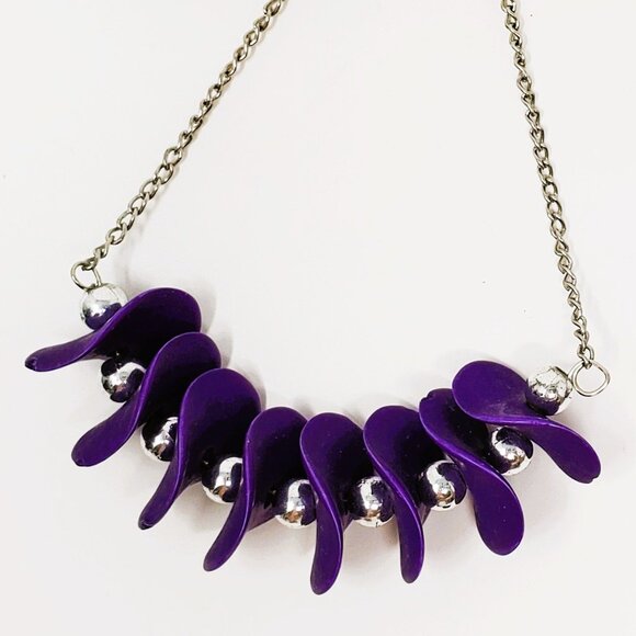 Purple Chain Drop Earrings - Picture 2 of 5